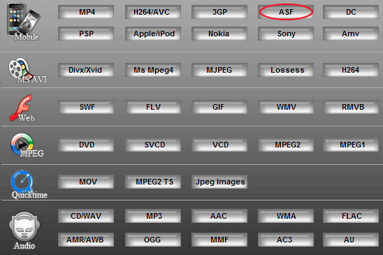 Step2:Convert MOV to ASF