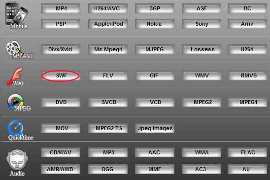 Step2:Convert MPG to SWF