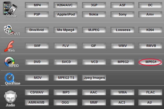 Step2:Convert RM to MPEG1