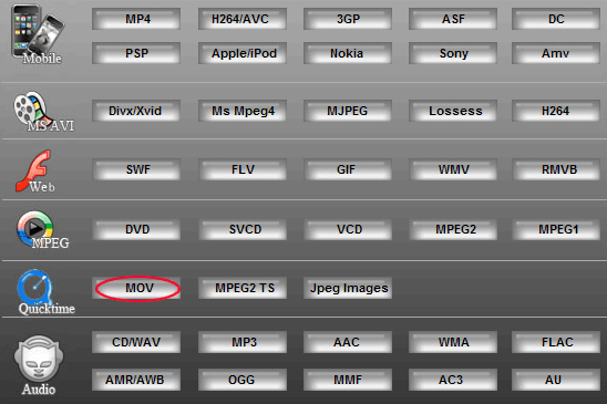 Step2:Convert MPEG1 to MOV